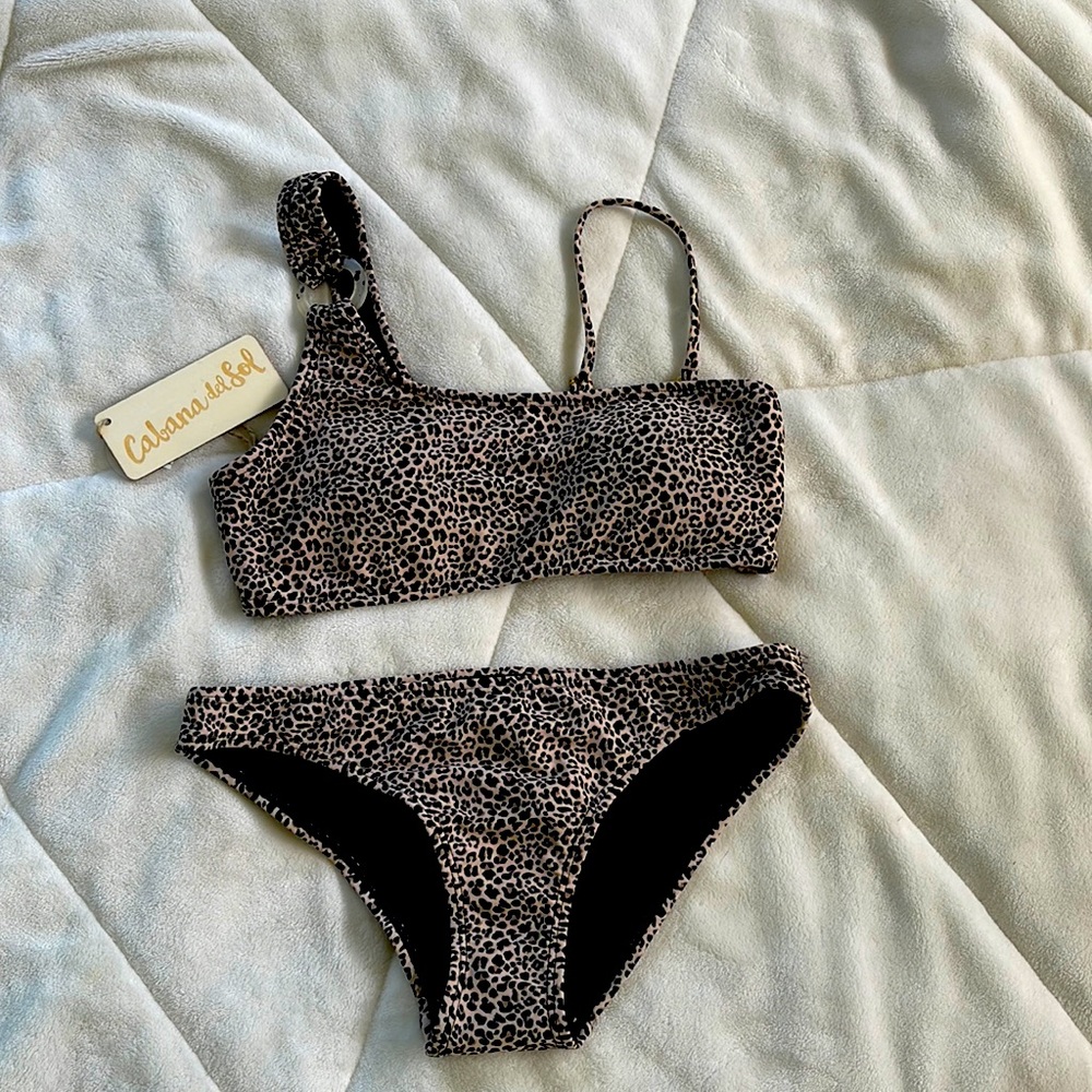 Leopard print 2 piece swimsuit